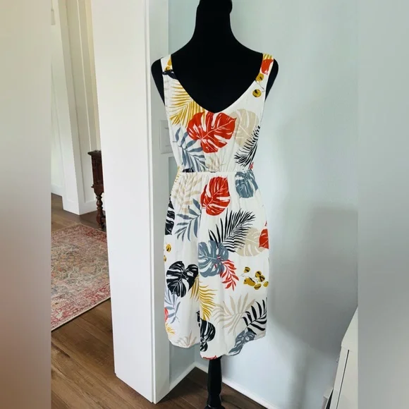 Monteau Los Angeles Women's Rayon Linen Tropical Sleeveless Sun Dress small - Picture 5 of 6